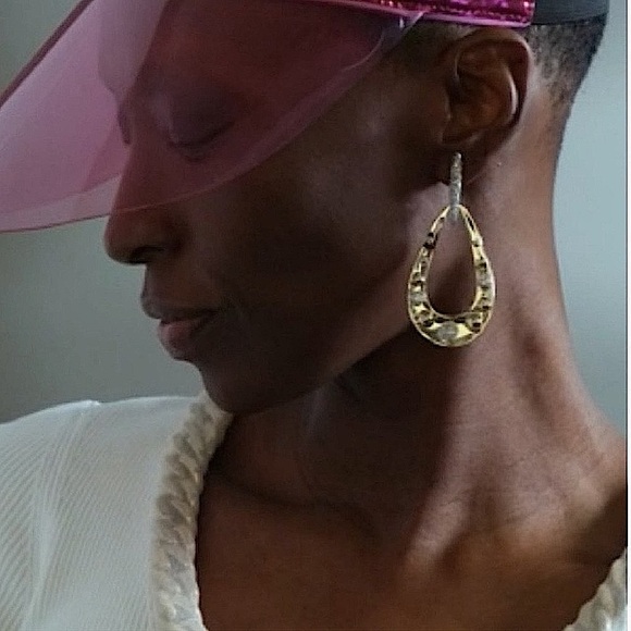 ALEXIS BITTAR • Gold Crystal Encrusted Molten Dot Liquid Link Earrings - Picture 2 of 9